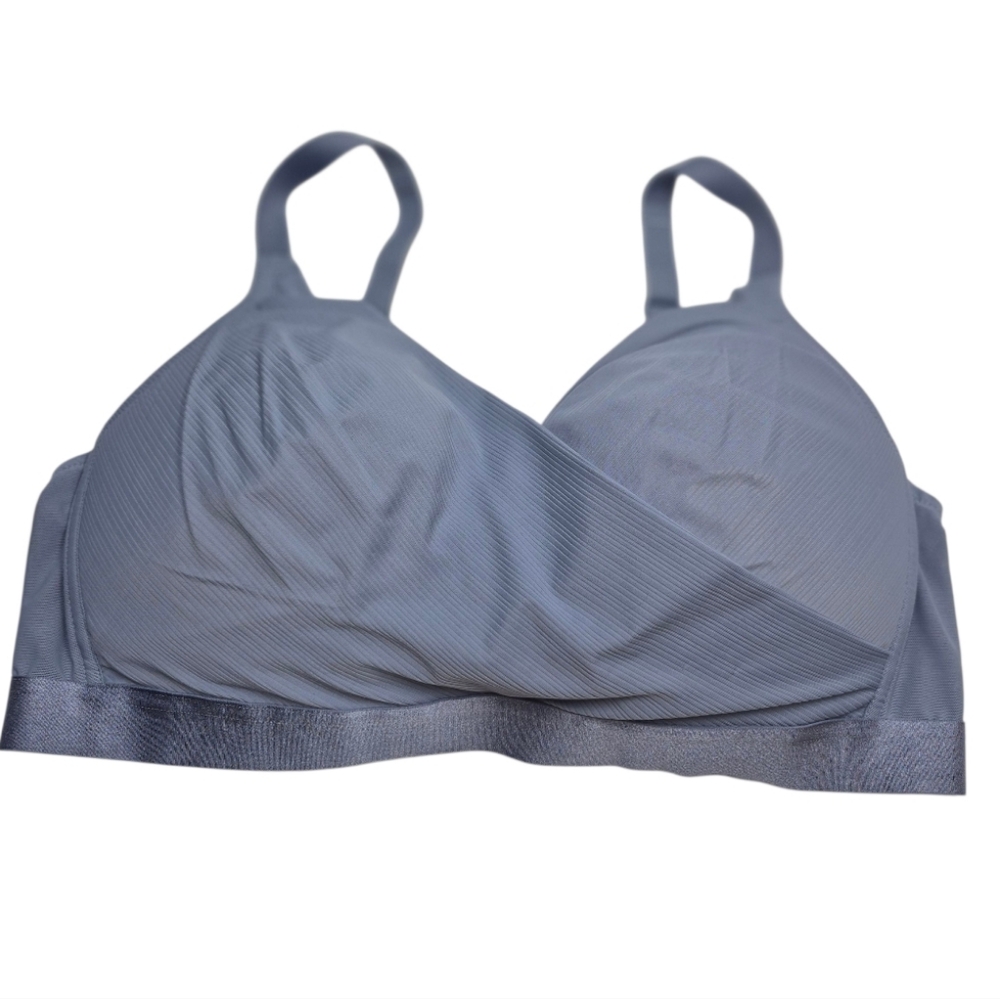 Deesse Draped Non Wire Foam Cup Women's Grey Blue Bra 42D